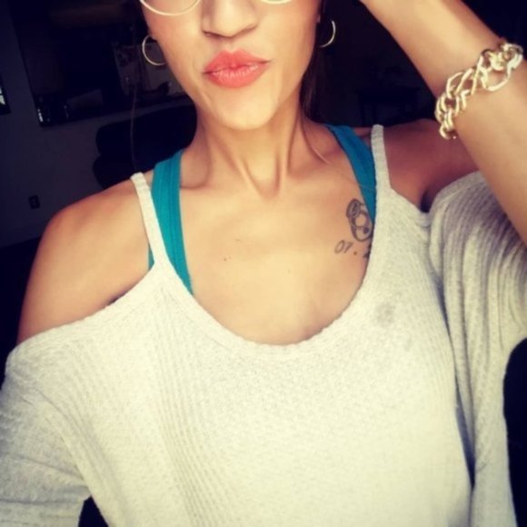 Cream Tan Tunic Waffle Knit Sweater Pullover Cold Shoulder Fall Winter Oversized - Picture 4 of 4